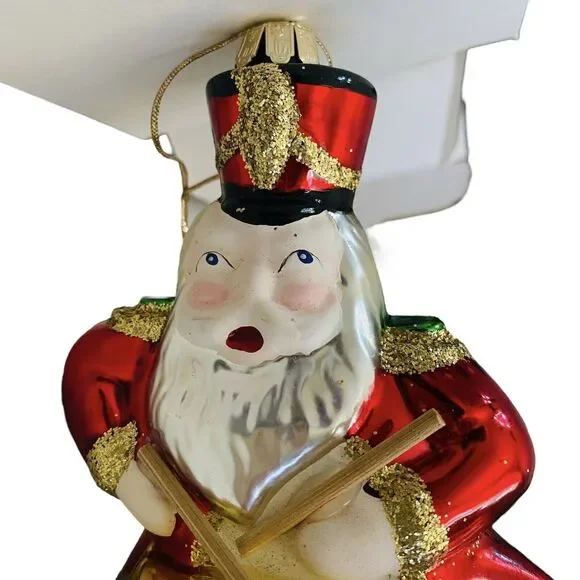 Vtg Santa Claus Drummer Band European Style Hand Blown Glass Christmas Ornament - Picture 7 of 16